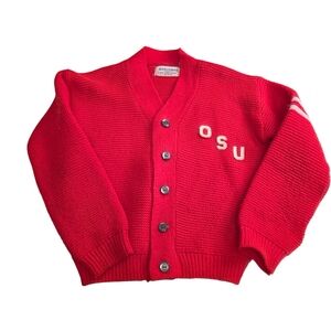 Vintage Marlomar Kids Ohio State Letter Varsity Sweated Red & White Size Small